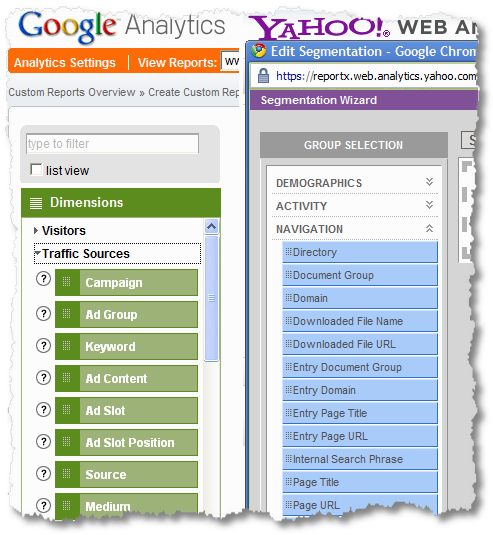 web analytics tools dimension chooser