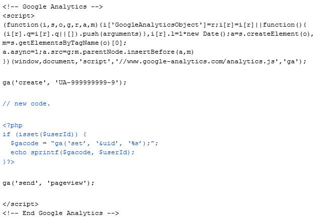 google analytics user id code snippet